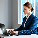 **

A professional woman in a modest business suit, working at a laptop in a modern, light-filled office in Moscow. Fully clothed, appropriate attire, safe for work, perfect anatomy, natural proportions, professional, high-quality digital art.

**