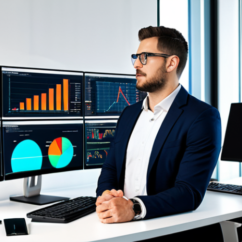 Data-Driven Insights**

"Professional data analyst at a modern workstation, reviewing customer analytics dashboards, visualizing market trends, charts and graphs displayed on multiple monitors, collaborative team environment, bright and clean office setting, business casual attire, perfect anatomy, safe for work, appropriate content, fully clothed, professional."

**
