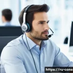 소비자 불만 처리 매뉴얼 작성법 - A professional female customer service representative, mid-30s, with a warm and understanding expres...