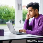 소비자 보호와 관련된 주요 연구와 학문적 기여 사례 연구와 분석 - **Online Shopping Frustration with Returns:** A young adult (gender-neutral, 20s-30s) sits at a mode...