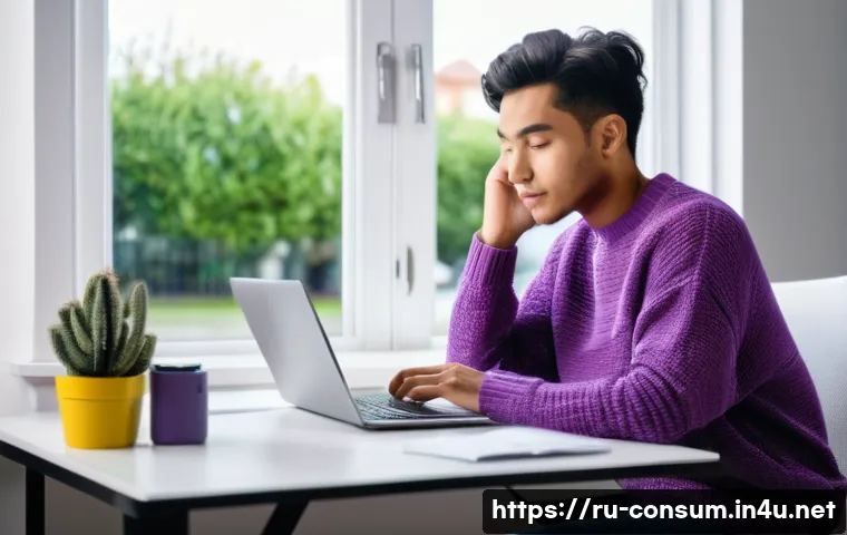 소비자 보호와 관련된 주요 연구와 학문적 기여 사례 연구와 분석 - **Online Shopping Frustration with Returns:** A young adult (gender-neutral, 20s-30s) sits at a mode...