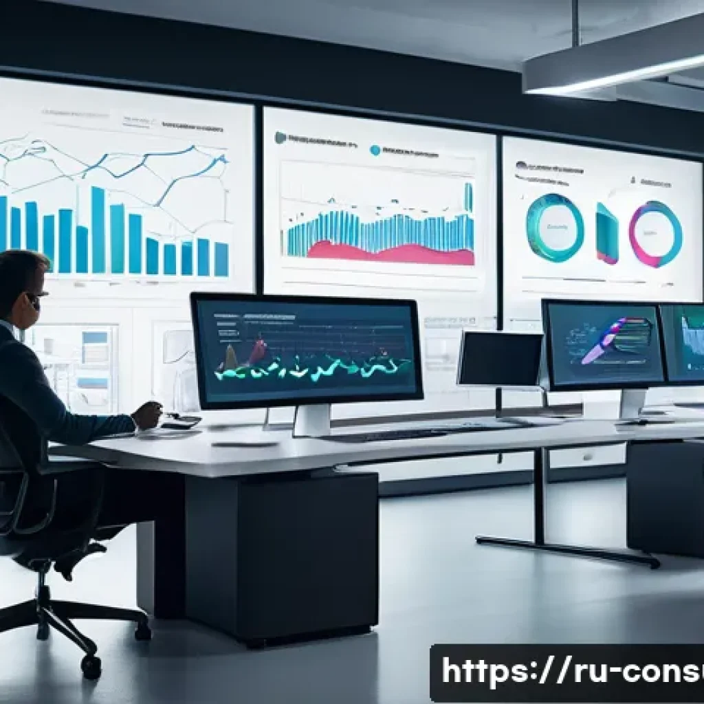 소비자중심 경영을 통한 고객 만족도 향상 - A modern office scene showing a diverse team of professionals analyzing customer data on multiple di...