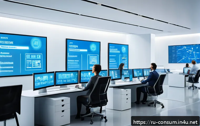 소비자 불만 처리 서비스 개선 방법 - A modern customer service center scene featuring a diverse team of professionals using AI-powered ch...